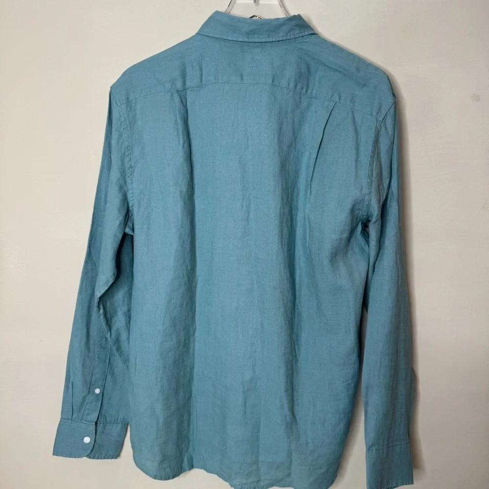 J. Crew Men's Aqua Classic linen-blend shirt size large